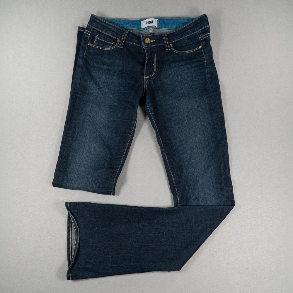 Paige Womens Skyline Boot Jeans Dark Wash Mid Rise Bootcut Size 27 Stretch Denim